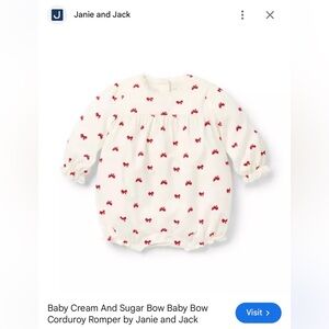Janie and Red Bow Pattern Romper baby girl size 0-3 months